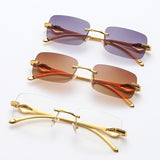 Small Frame Square Metal Leopard Head Sunglasses
