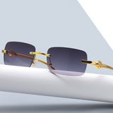 Small Frame Square Metal Leopard Head Sunglasses