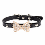 Black Small Medium Pet Collars Breakaway Necklace Rhinestone