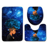 Bath Printed Non-Slip Pedestal Rug Lid Toilet Cover Bath Mat 3 pcs Set