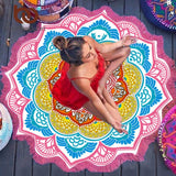 BeddingOutlet Tassel Indian Toalla Mandala Tapestry Sunblock Round Blanket Lotus Bohemian