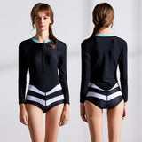 Women Water Sports One Piece Print Long Sleeve Swimwear Rash Guard Swimsuit