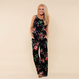 Women Super Comfy Floral Jumpsuit Sling Print Loose Piece Trousers