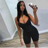 Women Sleeveless V Neck Bodycon Rompers Spaghetti Strap Short Jumpsuit Outfit