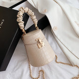 Women's PU Leather Bucket Small Crossbody Shoulder Chain Bag