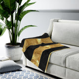 Black Gold Stripes Velveteen Plush Blanket