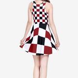 Black Red White Women's Sleeveless Midi Casual Flared Skater Dress
