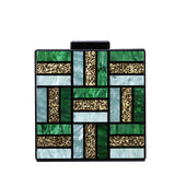 Gnirue Acrylic Handbags Women Clutch Cute Green Gold Luxury Square Vintage