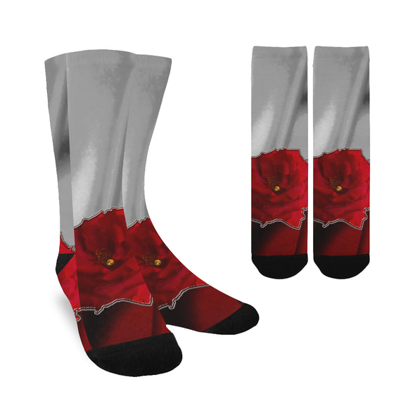 Two Tone Silk Rose Custom Socks for Women