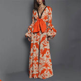 Women's New Jumpsuit Fashion Long Sleeve Print Dress