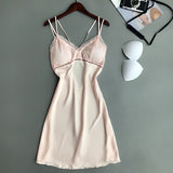Women Nightgown Lingerie Nightwear Satin Dress