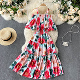 Women's Seaside Holiday Wear Hollow Out Off Shoulder Strapless Short Sleeve Slim Dress