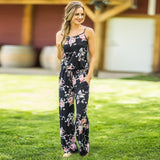 Women Super Comfy Floral Jumpsuit Sling Print Loose Piece Trousers