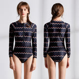 Women Water Sports One Piece Print Long Sleeve Swimwear Rash Guard Swimsuit