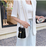 Women's PU Leather Bucket Small Crossbody Shoulder Chain Bag