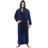 Men's Bathrobe Lengthened Plush Shawl Clothes Long Sleeved Hooded