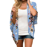 Women Kimono Loose Shawl Cardigan Floral Printed Chiffon Tops