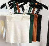 Women Slim Knitting Tank Crop Camisole Solid Adjustable Straps Top