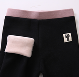 Women Elastic Waist Cartoon Patchwork Plus Velvet Thick Warm Knitted Leggings