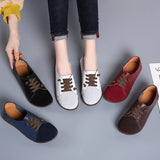 Women's PEIPAH Genuine Leather Shoes Slip On Ballet Oxford Flats