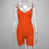 Women Sleeveless V Neck Bodycon Rompers Spaghetti Strap Short Jumpsuit Outfit