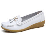 Women Loafers Genuine Leather Flats Slip On Moccasins Shoes