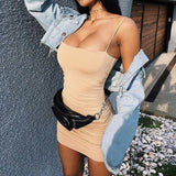 Women Articat Bodycon Sleeveless Strapless Spaghetti Short Mini Dress