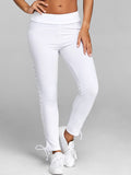 Women Solid Color Elastic Lace Up Grommet Spandex Leggings
