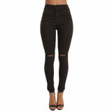 Women's Denim Hole Skinny Ripped Cool High Waist Jeans