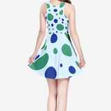 Green Bay Dots Women's Sleeveless Midi Casual Flared Skater Dress