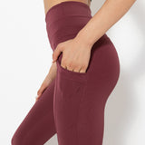 Women Yoga Vertical Threaded High Waist Peach Hips Sports Pants