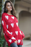 Fitshinling Women's Ripped Heart Long Sleeve Sweater Hollow Out Pullovers