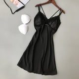 Women Nightgown Lingerie Nightwear Satin Dress