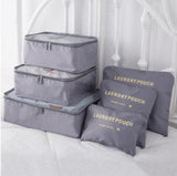 6 Piece Set Cubes Organizer Double Zipper Waterproof Travel Bags