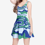 Ocean Green Mess Women's Sleeveless Midi Casual Flared Skater Dress