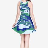 Ocean Green Mess Women's Sleeveless Midi Casual Flared Skater Dress