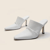 Women's PU Leather Pointed Toe Stiletto High Heels Sandals