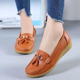 Women Loafers Genuine Leather Flats Slip On Moccasins Shoes