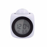 LCD Projection LED Display Time Digital Alarm Clock Talking Voice Snooze