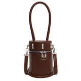 Women's PU Leather Small Messenger Cylinder Shoulder Handbag