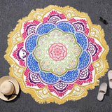 BeddingOutlet Tassel Indian Toalla Mandala Tapestry Sunblock Round Blanket Lotus Bohemian
