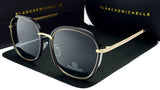 Blanche Michelle Square Polarized Women Designer UV400 Gold Frame Mirror Sunglasses