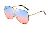 LEIDISEN Unisex One Piece Designer High Quality Oversized Metal UV400 Mirror Sunglasses