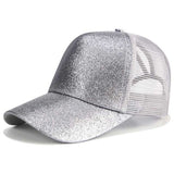 Glitter Ponytail Baseball Snapback Mesh Cap Messy Bun Adjustable Hat