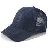 Glitter Ponytail Baseball Snapback Mesh Cap Messy Bun Adjustable Hat