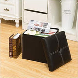 Foldable Stool Ottoman Storage Leather Footstool Organizer Box