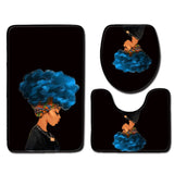 Bath Printed Non-Slip Pedestal Rug Lid Toilet Cover Bath Mat 3 pcs Set