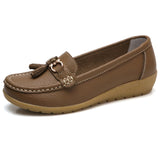 Women Loafers Genuine Leather Flats Slip On Moccasins Shoes
