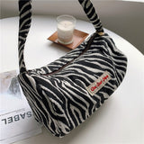 Women Vintage Zebra Pattern Shoulder Plush Fur Tote Bag