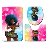 Bath Printed Non-Slip Pedestal Rug Lid Toilet Cover Bath Mat 3 pcs Set